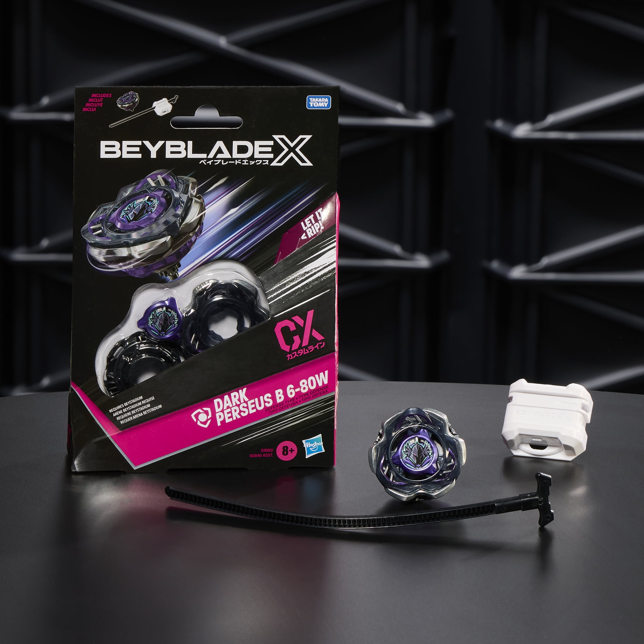 Beyblade X Dark Perseus B 6-80W CX Starter pack Set with Multicolor Defense Battling Top & Launcher for Kids, Ages 8 and up