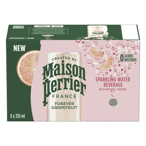 Maison Perrier Infiniment Pamplemousse, boisson à l’eau pétillante, arôme naturel de pamplemousse, sans calorie, sans édulcorant, sans sodium, recueillie et embouteillée en France 2.64 2.64LTR