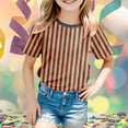 thumbnail image 2 of GDREDA T-Shirt Graphique à Manches Courtes Rayé de Carnaval pour Garçons, Chemise de Fête Colorée, Haut Décontracté Confortable pour Enfants, Orange,130, 2 of 4
