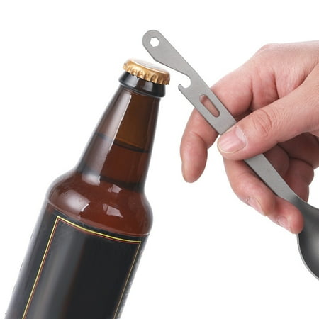 

MIXFEER 3-in-1 Titanium Spoon with Wrench Bottle Opener Portable Outdoor Cutlery Tableware for Camping Hiking Backpacking Picnics