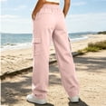 thumbnail image 4 of Maplenight Womens Cargo Pants Elastic Waist Button Hiking Pants Casual Travel Work Trousers with Multi Pockets, 4 of 8