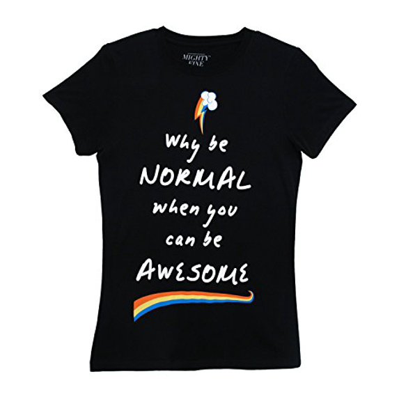 My Little Pony Rainbow Dash Normal Awesome Mighty Fine Juniors T-Shirt Tee,Black,Medium
