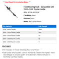 thumbnail image 2 of Front Steering Rack - Compatible with 2003 - 2008 Toyota Corolla 2004 2005 2006 2007, 2 of 2