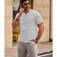 thumbnail image 4 of Ambiloof Men's slim fit muscle skinny V-neck casual t-shirt short sleeve muscle henley t-shirt fashionable business topsWhite/XL, 4 of 6
