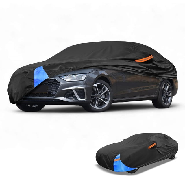 Cubierta de Automóvil Universal Impermeable para Todo Clima Protección Exterior Completa Anti-UV Sol Lluvia Ajuste para Sedán de 177" a 185"