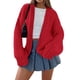thumbnail image 1 of Suéter PRETTYGARDEN de Punto Grueso con Frente Abierto Rojo M, 1 of 8