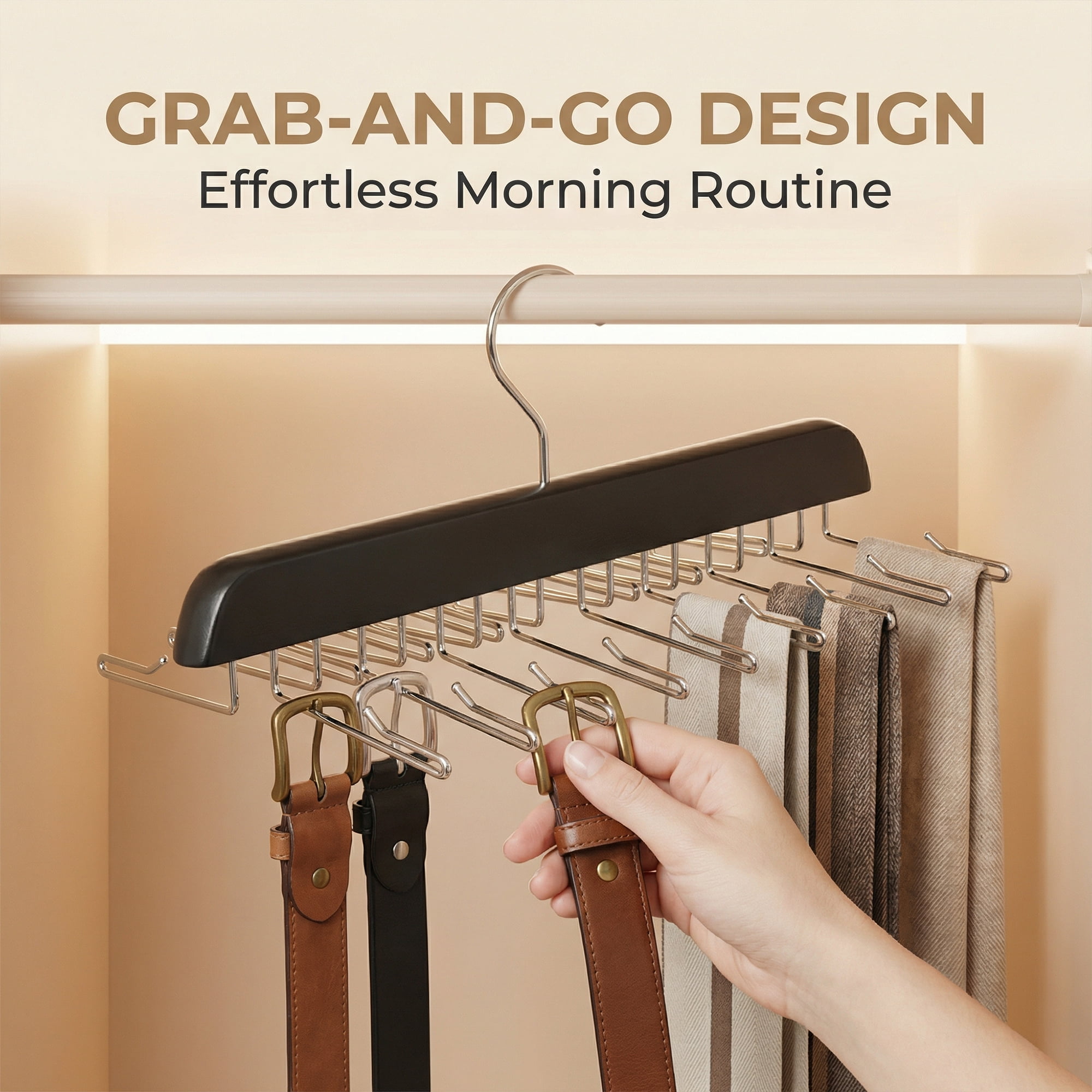 Unique Bargains 2Pcs Wood Tank Top Hangers For Closet Organizer Black 16 Hooks