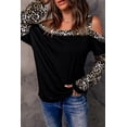thumbnail image 2 of ABPHQTO Blusa de manga larga con costuras de leopardo y hombros descubiertos para mujer, 2 of 5
