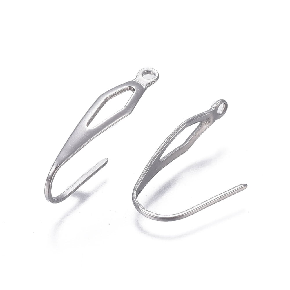 Tarnish Resistant 304 Stainless Steel Earring Hooks with Vertical Loop Stainless Steel color 20.5x4.5mm Hole: 1.2mm 22 Gauge Pin: 0.6mm