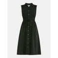 thumbnail image 4 of Time and Tru Women's Sleeveless Cotton Belted Midi Shirtdress, Sizes XS-XXXL, 4 of 4