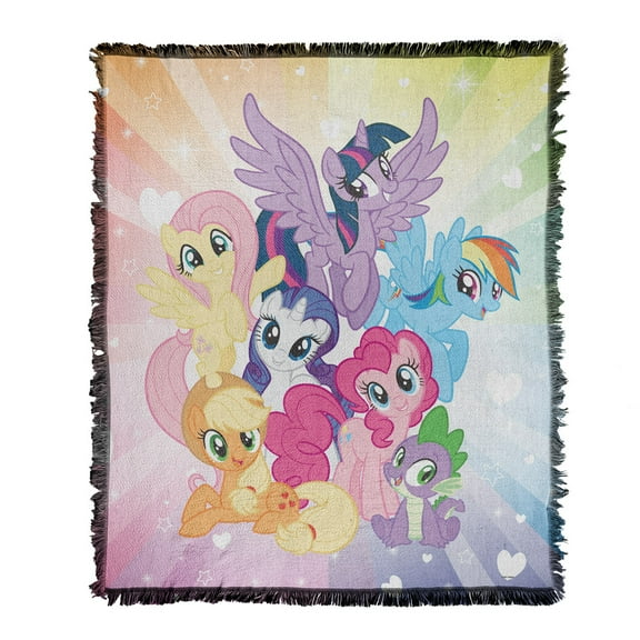 My Little Pony Blanket, 50"x60" Pony Pile Woven Tapestry Cotton Blend Fringed Throw Blanket