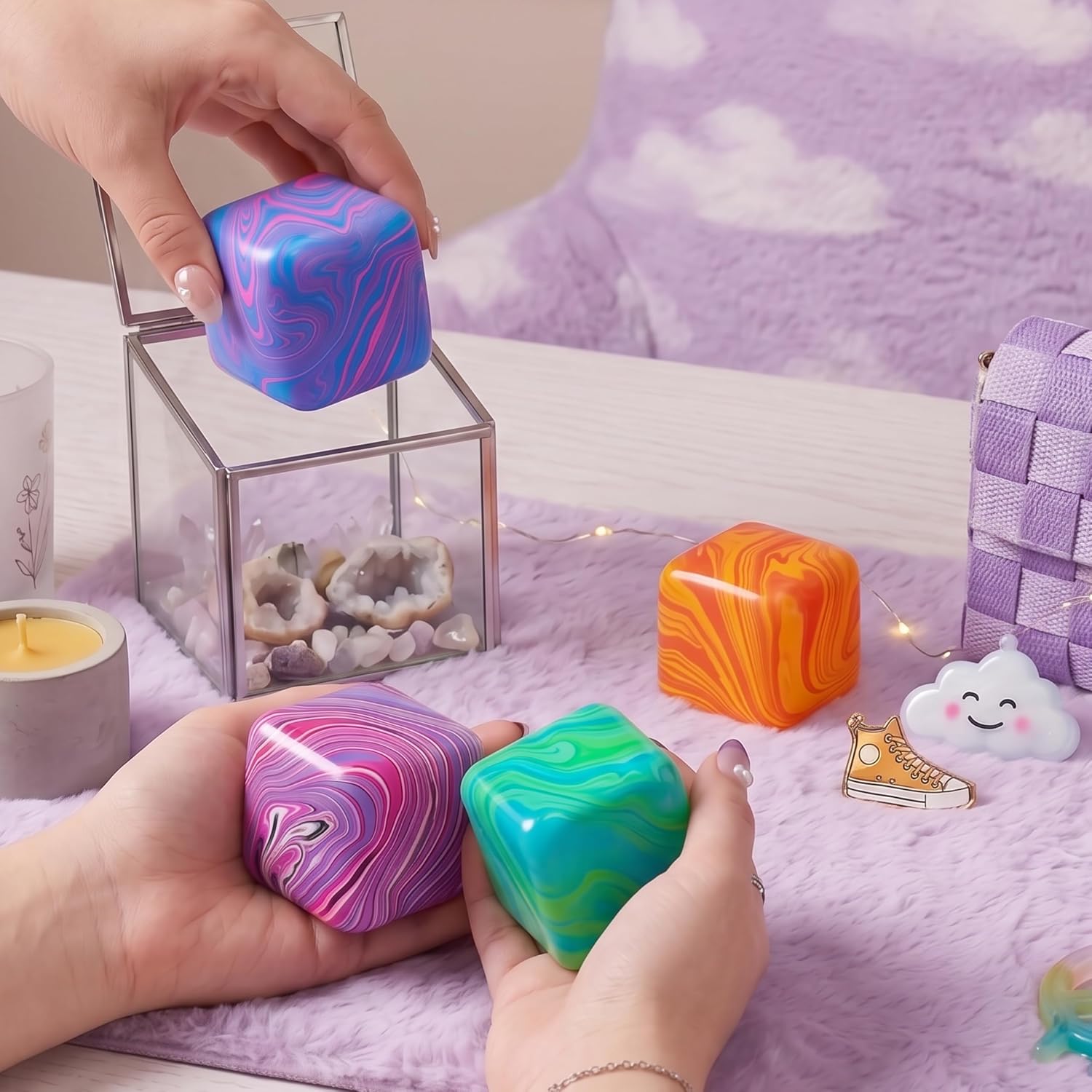 Joyfy 4 Pack Swirl Cube Squishy Toys photo 8