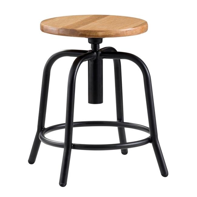 adjustable metal stool with wood seat