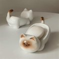 thumbnail image 5 of Siamese Cat Ceramic Soap Dish, Cute Cartoon Design, Perforation-Free, Small Art Drain Dish for Hous, 5 of 5