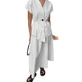 thumbnail image 2 of Women'S Sleeveless Mid Length Top and White A-Line Skirt 2 Piece Casual Matching Outfits S, 2 of 9