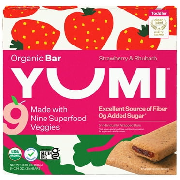 YUMI Organic Strawberry & Rhubarb Toddler Snack Bars - 3.7oz/5ct