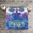 thumbnail image 3 of Ambesonne Eye Quilted Bedspread Set 3 Pcs, Third Eye Mandala, Queen Size, Aqua Blue Purple, 3 of 3