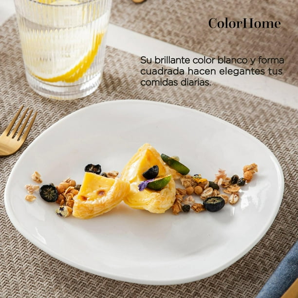 Vajilla 16 Piezas ColorHome Opal Moderna Blanca Vasos Vidrio Brisa