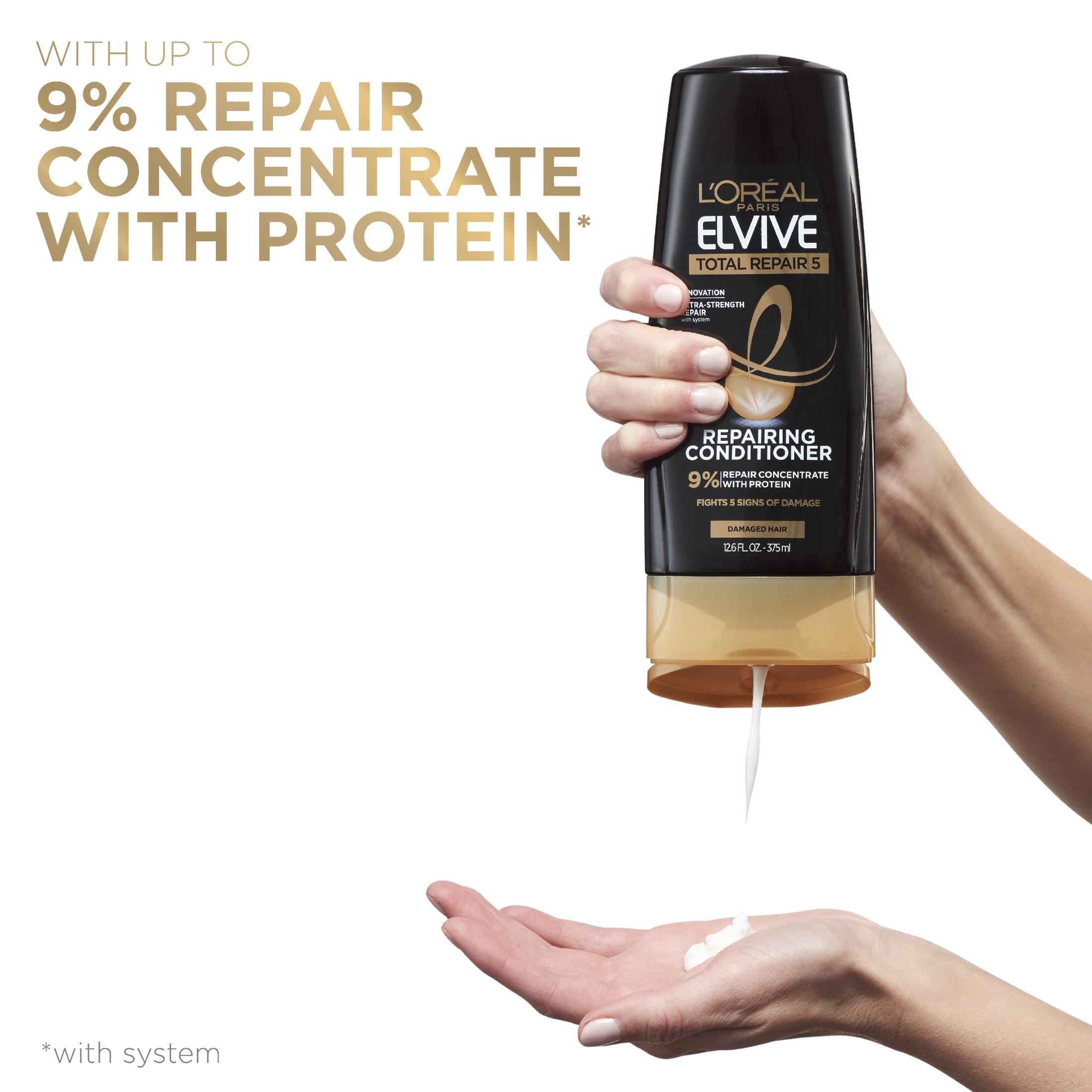 (2 pack) L'Oreal Paris Elvive Total Repair 5 Squeeze Conditioner, Repairs Damaged Hair, 25.4 fl oz