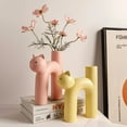 thumbnail image 4 of Kitten Ceramic Hollow Vase Minimalism Style Decor For Wedding Dinner Table Party, 4 of 14