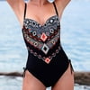 Women Sexy One-Piece Bandage Bikini Printing Swimwear Swimsuit Beachwear Set