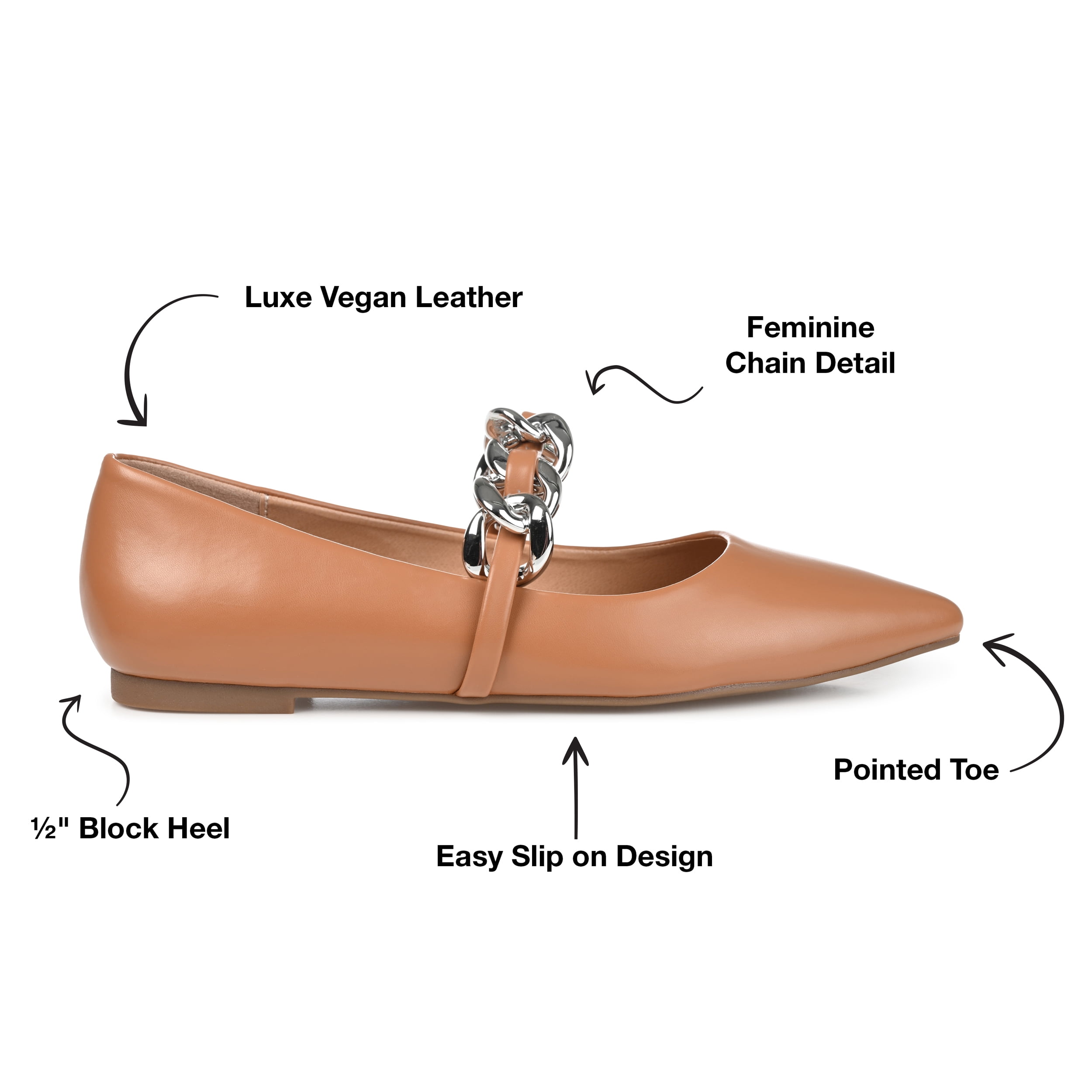 Journee Collection Womens Metinaa Ballet Pointed Toe Slip On Flats