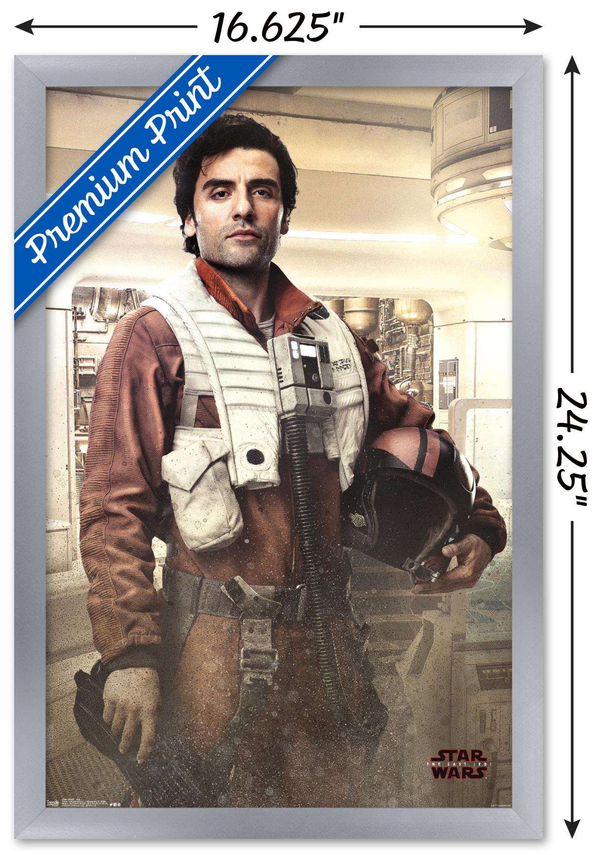 Star Wars: The Last Jedi - Poe Wall Poster, 14.725" x 22.375", Framed