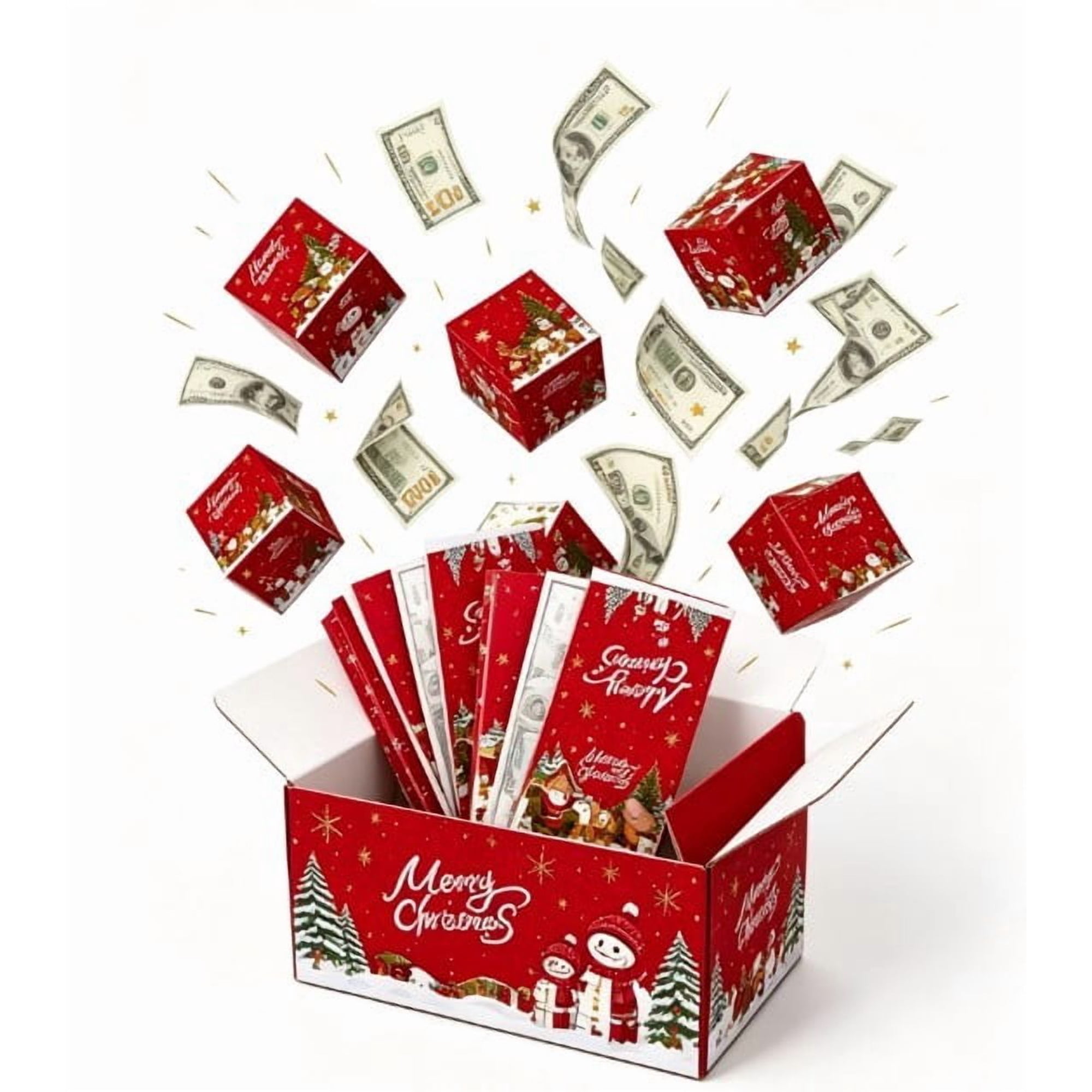 Christmas Surprise Box for Money Holiday Folding Bouncing Gift Boxes for Xmas Party Birthday