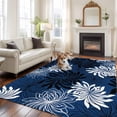 thumbnail image 2 of Blue Black Flowers Area Rugs 8'x10', Washable Small Throw Rugs for Living Room Patio, Modern Abstract Blooms Floral Indoor Outdoor Rug Non-Slip Low Pile Carpet Runner Reversible Floor Mats, 2 of 8