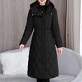 thumbnail image 2 of Miluxas Women Lightweight Cotton Padded Jackets Women's Long Sleeve Mid-Length Zipper Warm Loose Parkas Coat Black XL(XL), 2 of 6