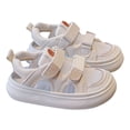 thumbnail image 1 of GiLiling Girls Sneaker Sandals, Breathable Mesh Microfiber Upper Adjustable Dual Hook-and-Loop Straps Non-Slip Platform Sole Closed- Toe Summer Shoes (Beige, 10.5-11 Years), 1 of 8