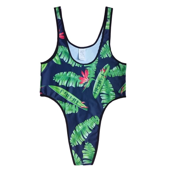 VONCOS Mens Underwear Briefs Nylon Spandex Green Tropical Print Banana Leaf Comfortable Breathable,Size L