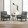 thumbnail image 3 of Laijoy Mid-century Modern Armchair, Linen Fabric Upholstered Accent Chair with Thick Cushion & Rubber Wood Legs, Comfy Single Sofa,Grey, 3 of 8