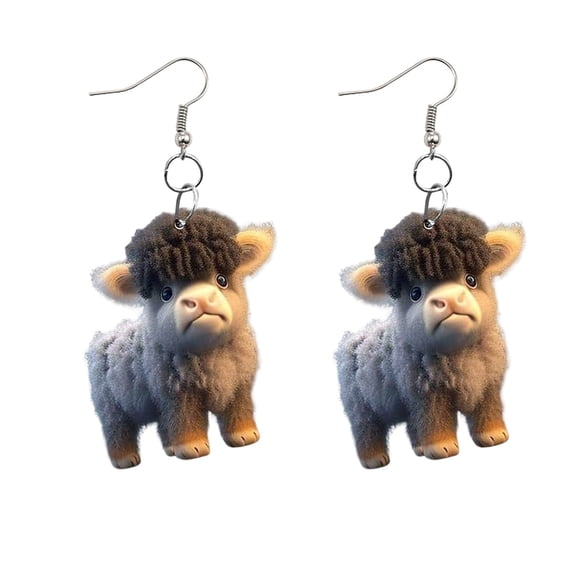 KDSJSXW Happy New Year Gift Earrings Cute Cartoon Cow Earrings Pendant Earrings Ladies Earrings Jewelry 1Pcs