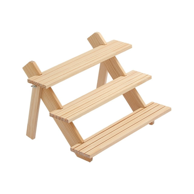 Maytalsory Large Capacity Storage Rack Wide Application Smooth Line Wood Jewelry Display Stand Jewelry Display Rack Wooden Display 3 Layers 1Set