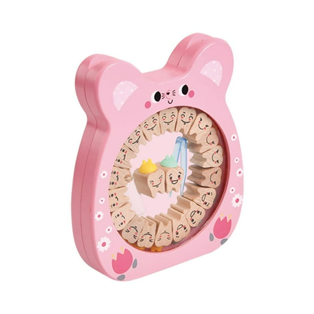 HILABEE Boîte de Fée des Dents pour Bébé, Conteneur Collection en Bois Contient Support Rose Souris