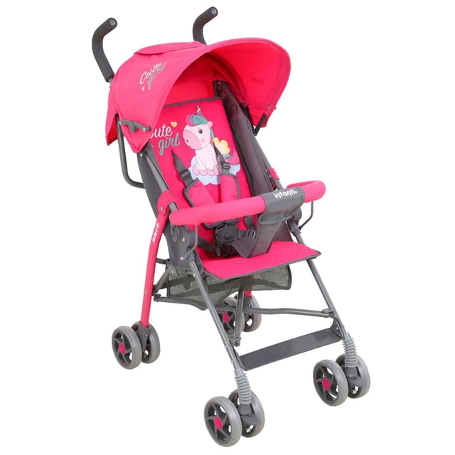 Carriola de Bastón INFANTI Negra Compacta y Plegable con Arnés de Seguridad para Bebés hasta 15 kg