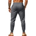 thumbnail image 6 of Men's Tapered Jogger Sweatpants, Drawstring Elastic Waist Outdoor Working Pants, Fall Slim Fit Solid Color Casual Trousers with Pockets Dark Gray 2XL, 6 of 6