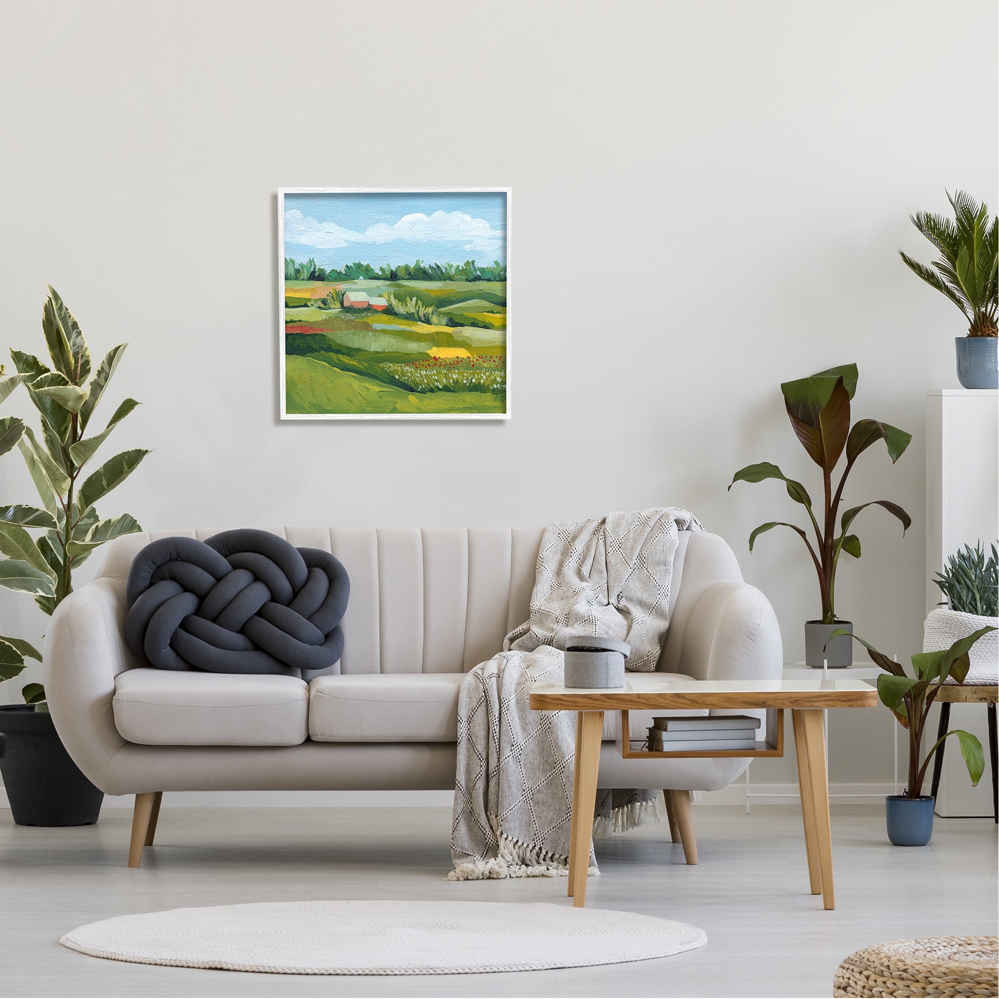 Stupell Vast Meadow Countryside Farmland Landscape Painting White Framed Art Print Wall Art