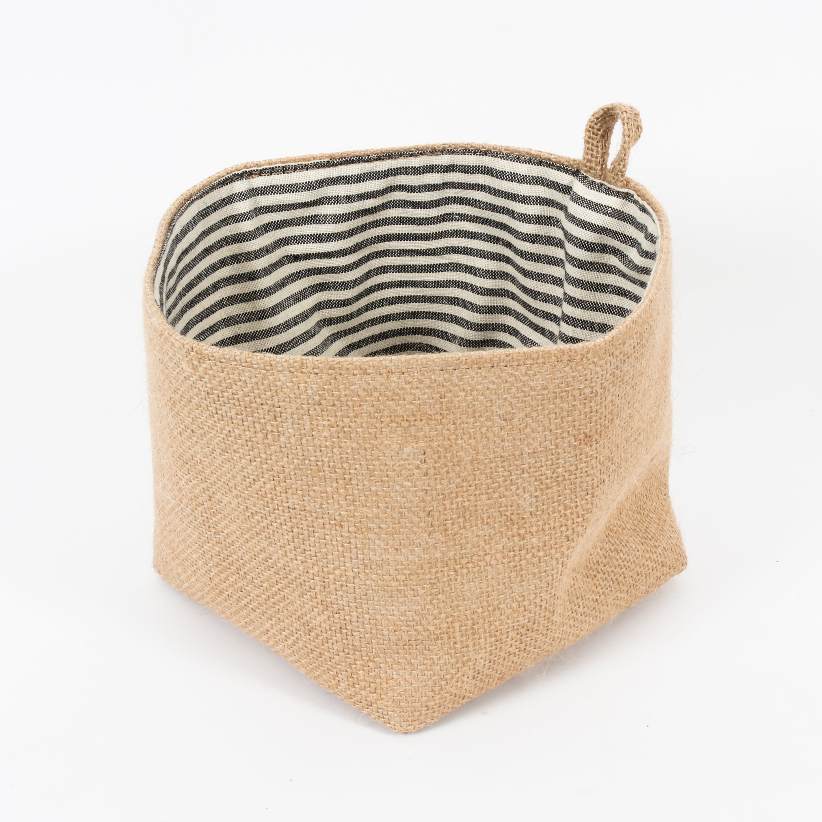 Woven Jute Basket, Small Storage with Loop Handle for Hanging, Interior