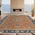 thumbnail image 2 of Design&I 8'x10' Washable Area Rug Blue Terracotta Floral Medallion Design Elegant Botanical Motif with Ornate Borders for Dining Room, Large Office, Lounge, Snag-Free, 2 of 7