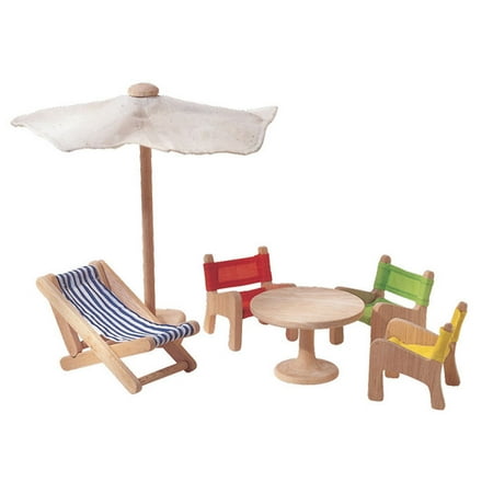Recycled Wood 6 Piece Dollhouse Patio Furniture Playset By Plantoys Recycled Wood 6 Piece Dollhouse Patio Furniture Playset By Plantoys