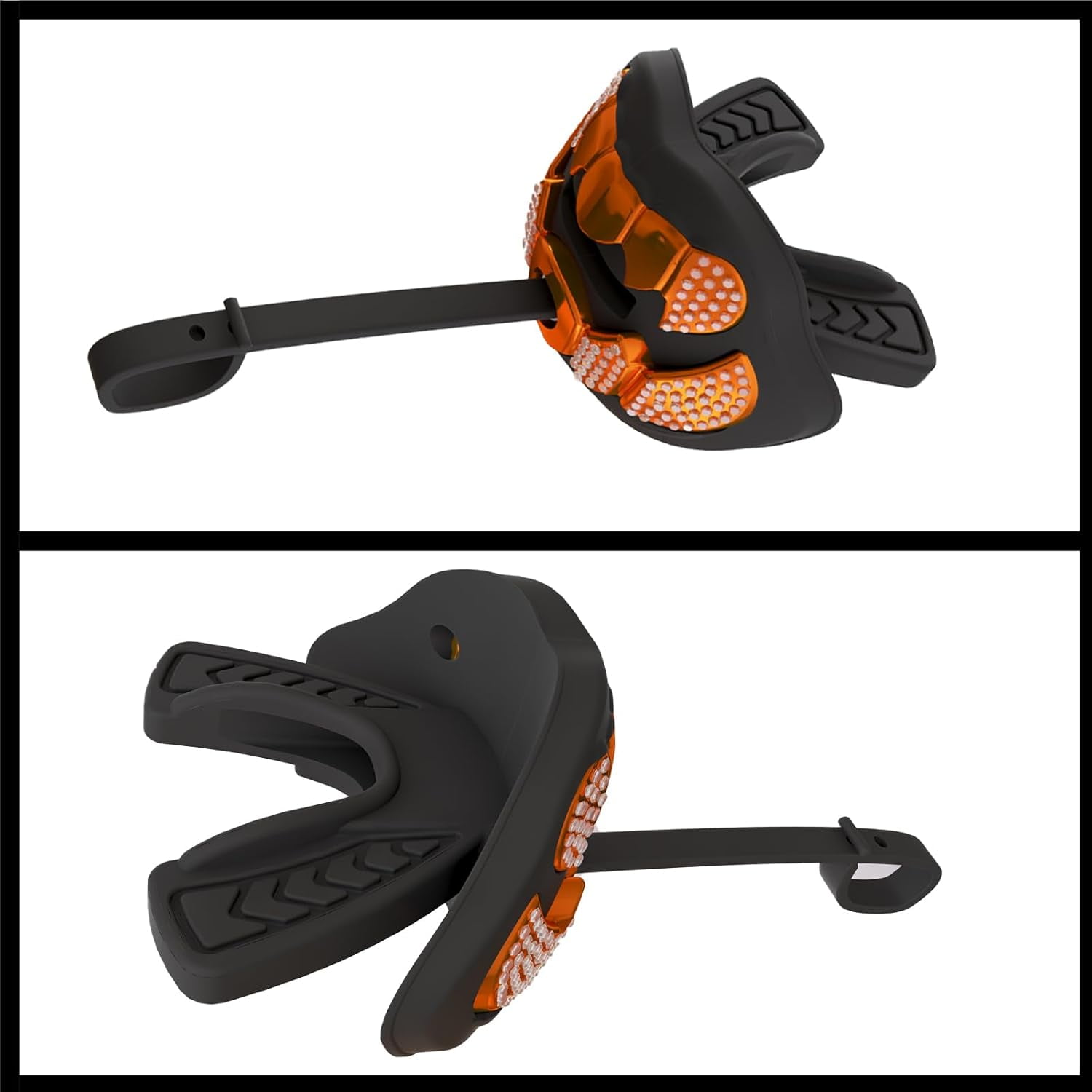 Football Mouth Guard with Connected Strap- 3D Beast Chrome Adult and Youth Mouth Guard-Mouth Piece for Sports for Maximum Air Flow and Teeth Protection