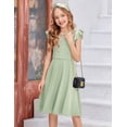 thumbnail image 3 of Arshiner Girls Dress Summer Ruffle Sleeve Mesh A Line Casual Party Dresses with Pockets, 3 of 6
