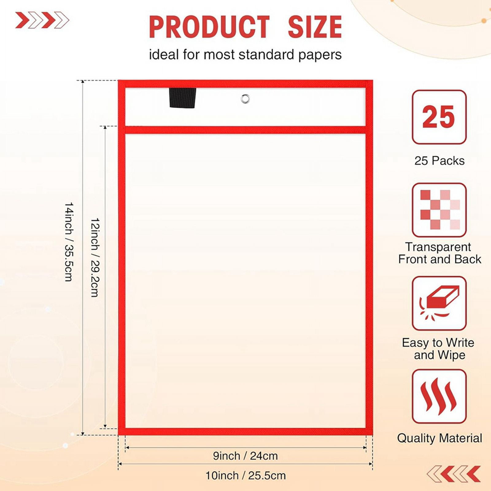 ckepdyeh 25PCS File Folders 24x32cm Work Note Holder Dry Erase Pockets for Teachers Work Classroom Organization Supplies A ticket holder