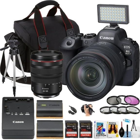 Canon EOS R6 Mark II Mirrorless Camera w/24-105mm USM Lens   2pc Sandisk 128GB Memory Card   Camera Case   More (18pc Bundle) (International Version)