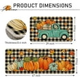 thumbnail image 3 of Fall Pumpkin Kitchen Rugs Set of 2, Autumn Truck Maple Leaves Farmhouse Kitchen Mats Decor, Thanksgiving Buffalo Plaid Check Floor Door Mat Home Decorations - 17x29 and 17x47 Inch, 3 of 6