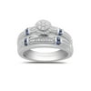 1/5 Carat T.W. Diamond and Blue Sapphire Sterling Silver Bridal Set