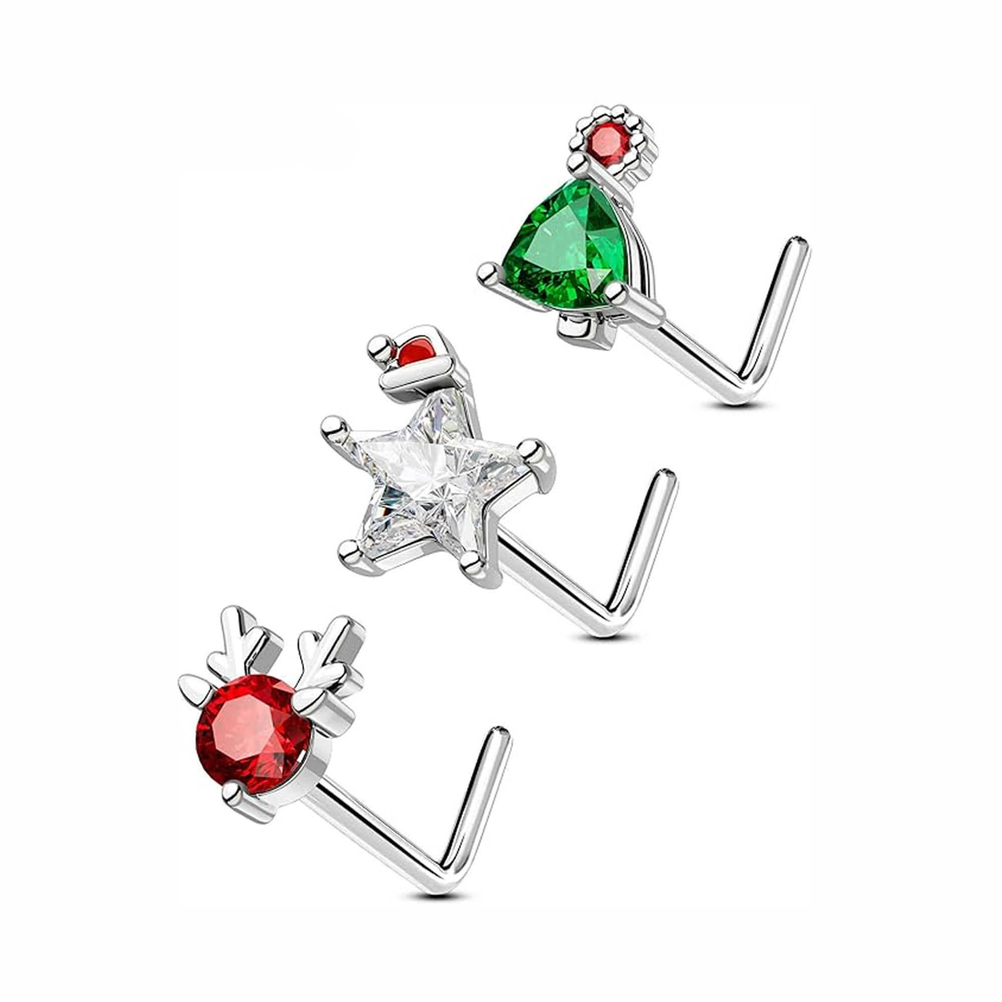 Threadless Nose Studs 20G/18G/16G – Titanium Flat Back Push-in Studs With Cubic Zirconia, Hypoallergenic