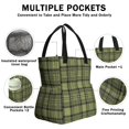 thumbnail image 3 of Green and Black Checkered Pattern Drawstring Insulated Lunch Bag for Women, Stain-Resistant Large Lunch Tote with Multi-Pockets for Work Office, 3 of 6